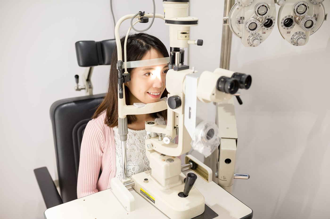 Child's eye exam with trial frame at Pearle Vision Whitby, ages 4 and up